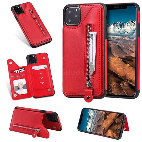Retro Buckle Zipper Anti Fall Leather Phone Back Cover For Iphone 11 Pro Max 6 5 Inch Red Iphone 11 Pro Max 6 5 Inch Cases Guuds