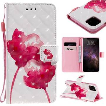 Red Rose 3D Painted Leather Wallet Case for iPhone 11 Pro Max (6.5 inch)