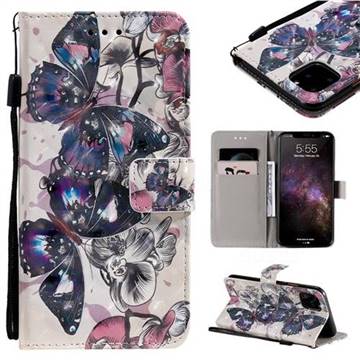 Black Butterfly 3D Painted Leather Wallet Case for iPhone 11 Pro Max (6.5 inch)