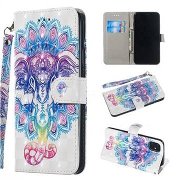 Colorful Elephant 3D Painted Leather Wallet Phone Case for iPhone 11 Pro Max (6.5 inch)