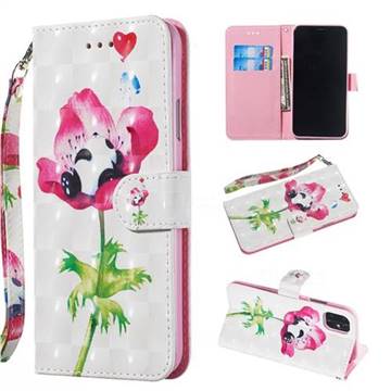 Flower Panda 3D Painted Leather Wallet Phone Case for iPhone 11 Pro Max (6.5 inch)