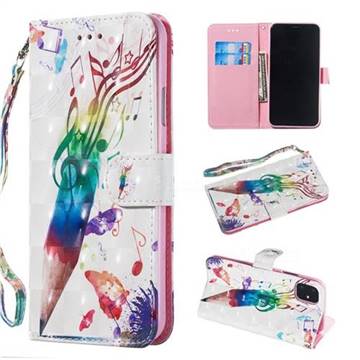 Music Pen 3D Painted Leather Wallet Phone Case for iPhone 11 Pro Max (6.5 inch)
