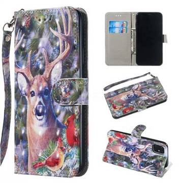 Elk Deer 3D Painted Leather Wallet Phone Case for iPhone 11 Pro Max (6.5 inch)