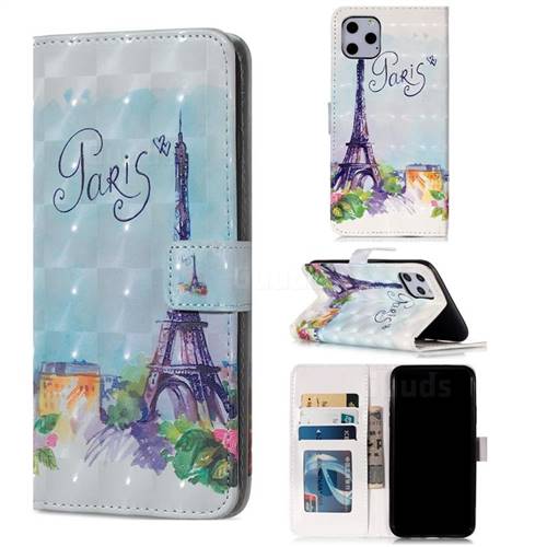 Paris Tower 3D Painted Leather Phone Wallet Case for iPhone 11 Pro Max (6.5 inch)