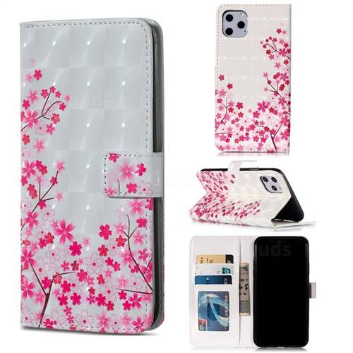 Cherry Blossom 3D Painted Leather Phone Wallet Case for iPhone 11 Pro Max (6.5 inch)