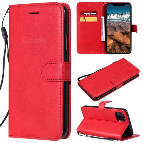 Retro Greek Classic Smooth PU Leather Wallet Phone Case for iPhone 11 Pro Max (6.5 inch) - Red