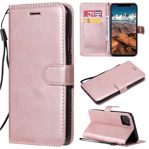 Retro Greek Classic Smooth PU Leather Wallet Phone Case for iPhone 11 Pro Max (6.5 inch) - Rose Gold