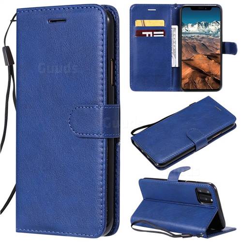 Retro Greek Classic Smooth PU Leather Wallet Phone Case for iPhone 11 Pro Max (6.5 inch) - Blue