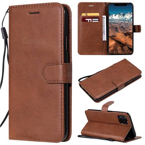 Retro Greek Classic Smooth PU Leather Wallet Phone Case for iPhone 11 Pro Max (6.5 inch) - Brown