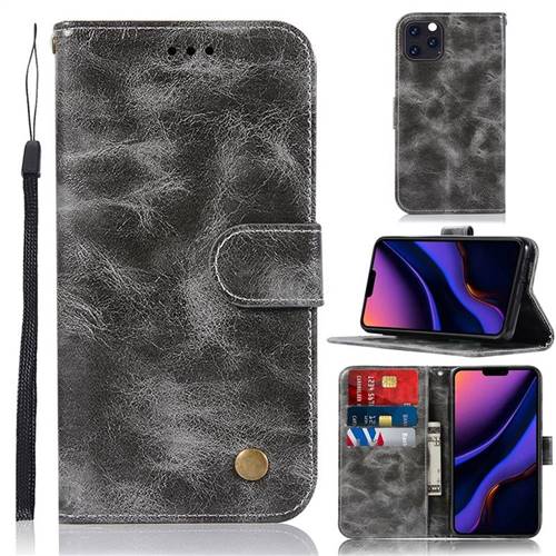 Luxury Retro Leather Wallet Case for iPhone 11 Pro Max (6.5 inch) - Gray