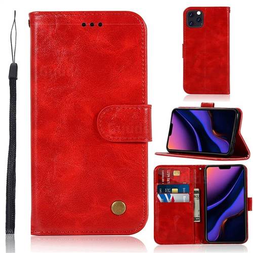 Luxury Retro Leather Wallet Case for iPhone 11 Pro Max (6.5 inch) - Red