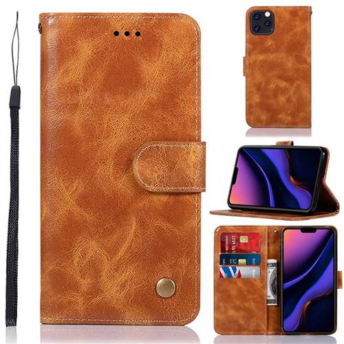 Luxury Retro Leather Wallet Case for iPhone 11 Pro Max (6.5 inch) - Golden