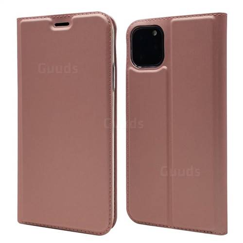 Ultra Slim Card Magnetic Automatic Suction Leather Wallet Case for iPhone 11 Pro Max (6.5 inch) - Rose Gold