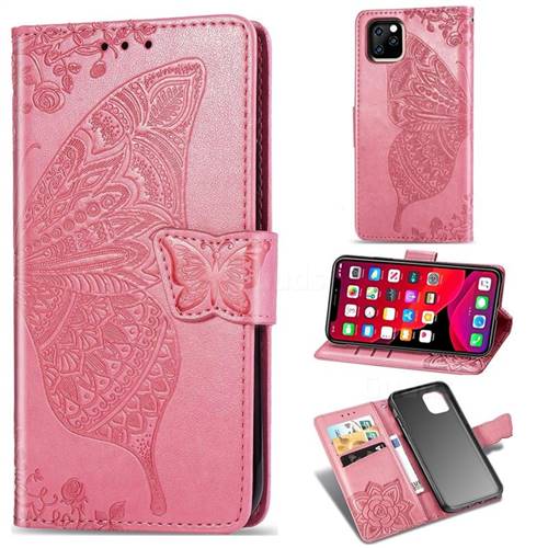 Embossing Mandala Flower Butterfly Leather Wallet Case for iPhone 11 Pro Max (6.5 inch) - Pink