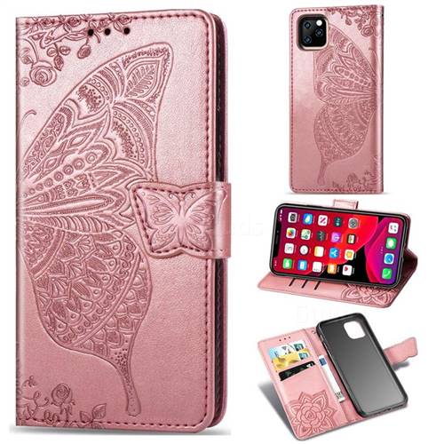 Embossing Mandala Flower Butterfly Leather Wallet Case for iPhone 11 Pro Max (6.5 inch) - Rose Gold