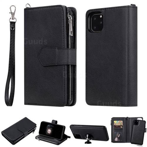 Retro Luxury Multifunction Zipper Leather Phone Wallet for iPhone 11 Pro Max (6.5 inch) - Black