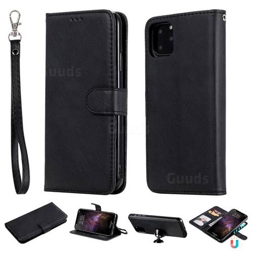 Retro Greek Detachable Magnetic PU Leather Wallet Phone Case for iPhone 11 Pro Max (6.5 inch) - Black
