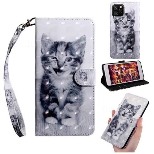 Smiley Cat 3D Painted Leather Wallet Case for iPhone 11 Pro Max (6.5 inch)