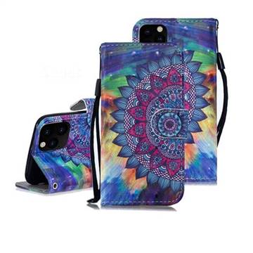 Oil Painting Mandala 3D Painted Leather Wallet Phone Case for iPhone 11 Pro Max (6.5 inch)