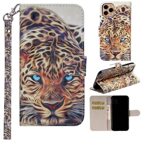 Leopard 3D Painted Leather Phone Wallet Case Cover for iPhone 11 Pro Max (6.5 inch)