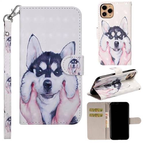 Husky Dog 3D Painted Leather Phone Wallet Case Cover for iPhone 11 Pro Max (6.5 inch)