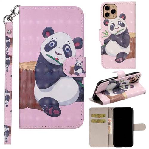 Happy Panda 3D Painted Leather Phone Wallet Case Cover for iPhone 11 Pro Max (6.5 inch)