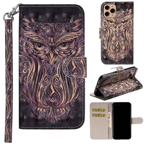 Tribal Owl 3D Painted Leather Phone Wallet Case Cover for iPhone 11 Pro Max (6.5 inch)