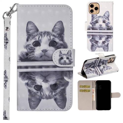 Mirror Cat 3D Painted Leather Phone Wallet Case Cover for iPhone 11 Pro Max (6.5 inch)