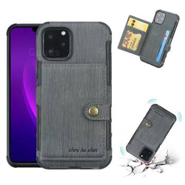 Brush Multi-function Leather Phone Case for iPhone 11 Pro Max (6.5 inch) - Gray