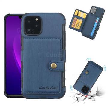 Brush Multi-function Leather Phone Case for iPhone 11 Pro Max (6.5 inch) - Blue