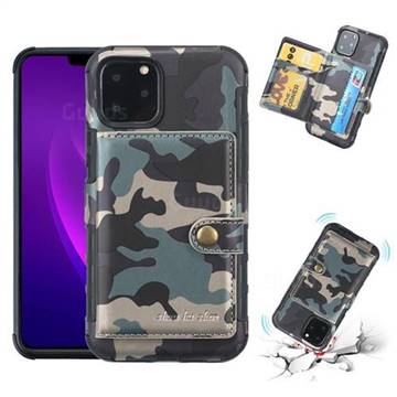 Camouflage Multi-function Leather Phone Case for iPhone 11 Pro Max (6.5 inch) - Army Green