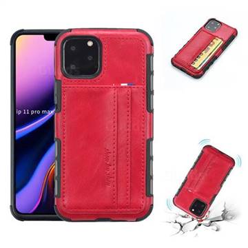 Luxury Shatter-resistant Leather Coated Card Phone Case for iPhone 11 Pro Max (6.5 inch) - Red