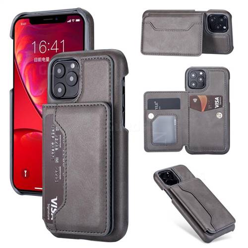 Luxury Magnetic Double Buckle Leather Phone Case for iPhone 11 Pro Max (6.5 inch) - Gray
