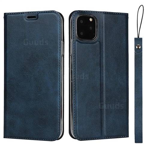 Calf Pattern Magnetic Automatic Suction Leather Wallet Case for iPhone 11 Pro Max (6.5 inch) - Blue