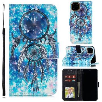 Blue Wind Chime 3D Painted Leather Phone Wallet Case for iPhone 11 Pro Max (6.5 inch)