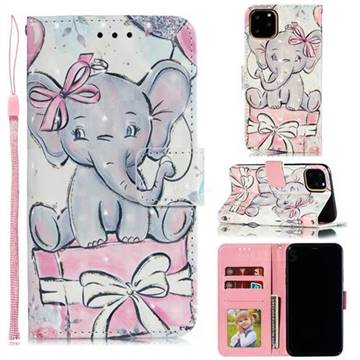 Bow Elephant 3D Painted Leather Phone Wallet Case for iPhone 11 Pro Max (6.5 inch)