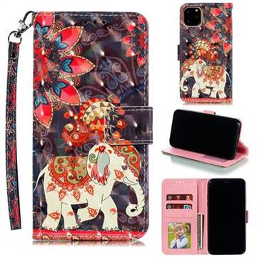 Phoenix Elephant 3D Painted Leather Phone Wallet Case for iPhone 11 Pro Max (6.5 inch)