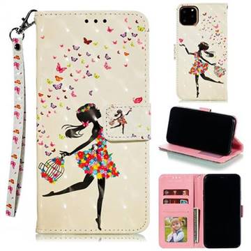 Flower Girl 3D Painted Leather Phone Wallet Case for iPhone 11 Pro Max (6.5 inch)