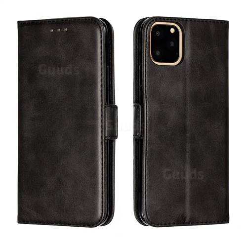 Retro Classic Calf Pattern Leather Wallet Phone Case for iPhone 11 Pro Max (6.5 inch) - Black