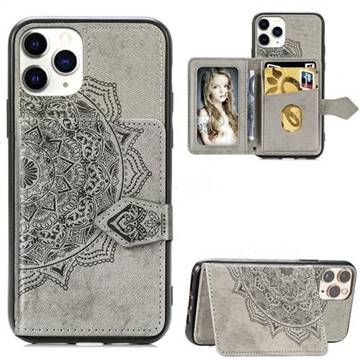 Mandala Flower Cloth Multifunction Stand Card Leather Phone Case for iPhone 11 Pro Max (6.5 inch) - Gray