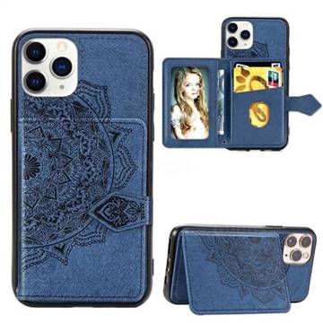 Mandala Flower Cloth Multifunction Stand Card Leather Phone Case for iPhone 11 Pro Max (6.5 inch) - Blue