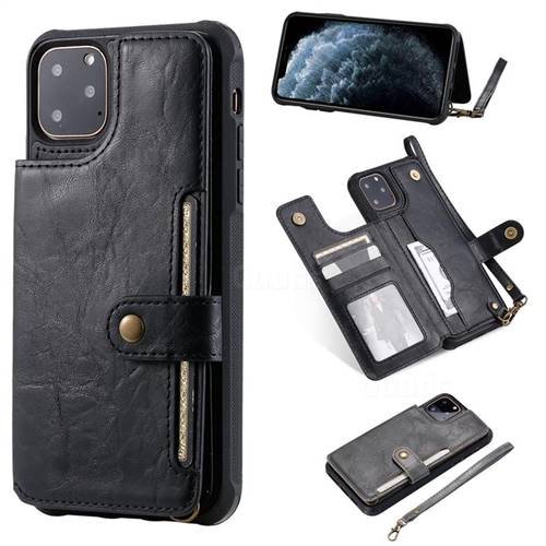 Retro Aristocratic Demeanor Anti-fall Leather Phone Back Cover for iPhone 11 Pro Max (6.5 inch) - Black