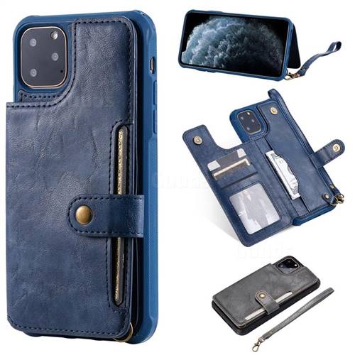 Retro Aristocratic Demeanor Anti-fall Leather Phone Back Cover for iPhone 11 Pro Max (6.5 inch) - Blue
