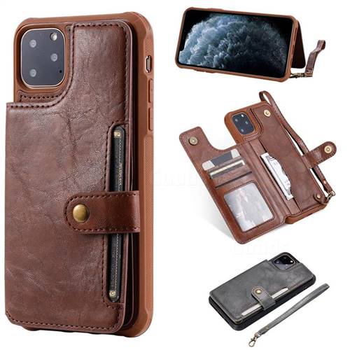 Retro Aristocratic Demeanor Anti-fall Leather Phone Back Cover for iPhone 11 Pro Max (6.5 inch) - Coffee