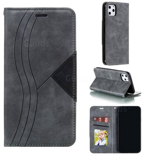 Retro S Streak Magnetic Leather Wallet Phone Case for iPhone 11 Pro Max (6.5 inch) - Gray