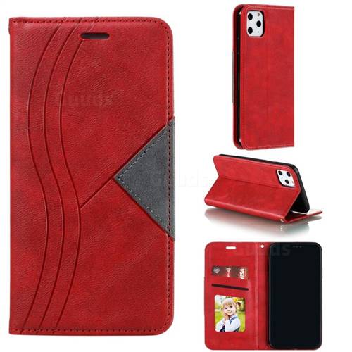 Retro S Streak Magnetic Leather Wallet Phone Case for iPhone 11 Pro Max (6.5 inch) - Red