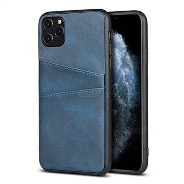 Simple Calf Card Slots Mobile Phone Back Cover for iPhone 11 Pro Max (6.5 inch) - Blue