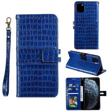 Luxury Crocodile Magnetic Leather Wallet Phone Case for iPhone 11 Pro Max (6.5 inch) - Blue