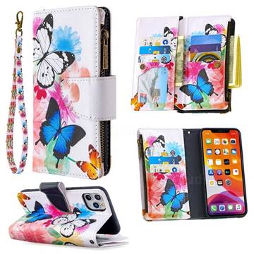 Vivid Flying Butterflies Binfen Color BF03 Retro Zipper Leather Wallet Phone Case for iPhone 11 Pro Max (6.5 inch)