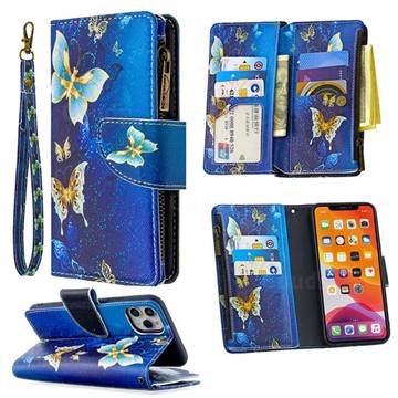 Golden Butterflies Binfen Color BF03 Retro Zipper Leather Wallet Phone Case for iPhone 11 Pro Max (6.5 inch)